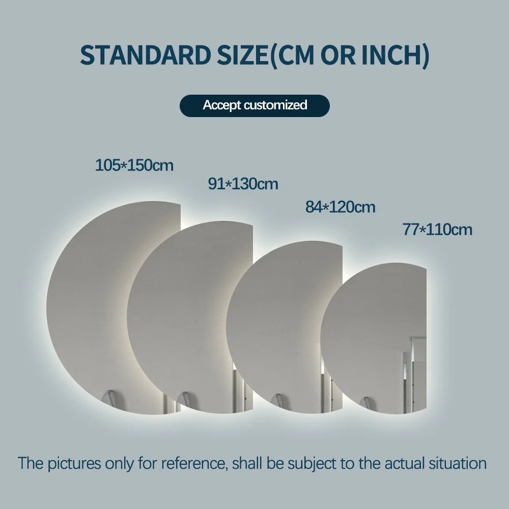 product half circle ip44 waterproof illuminated wall mounted smart backlit bathroom led mirror for hotel decor-7