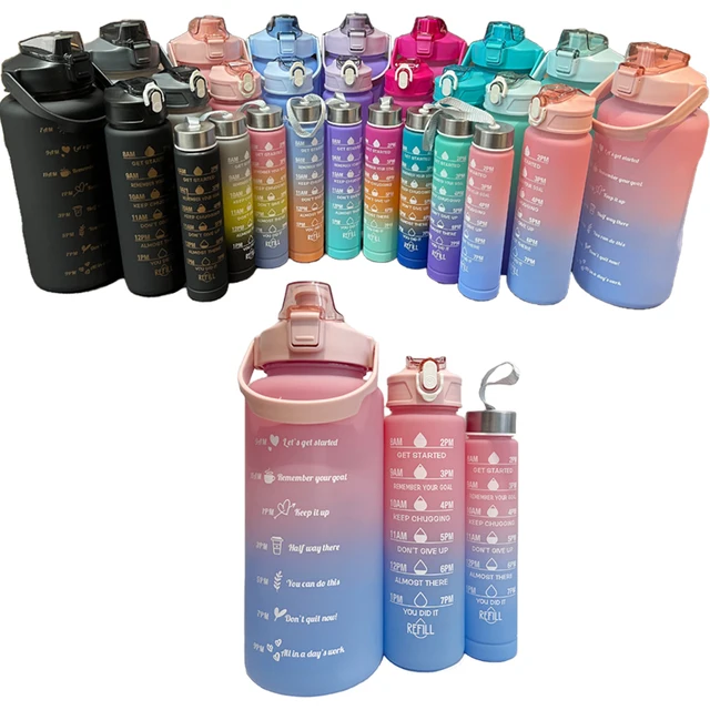 Wholesale Student Outdoor Plastic 3 in 1 water bottle Pc Motivational  water bottle 3in1 For Summer Everyday