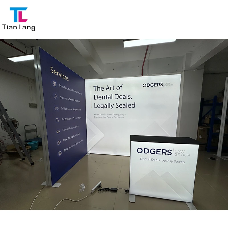 TianLang Tradeshow Exhibition Booth Display Pinge riie Taust Seg Pop Up Led Backlit Light Box