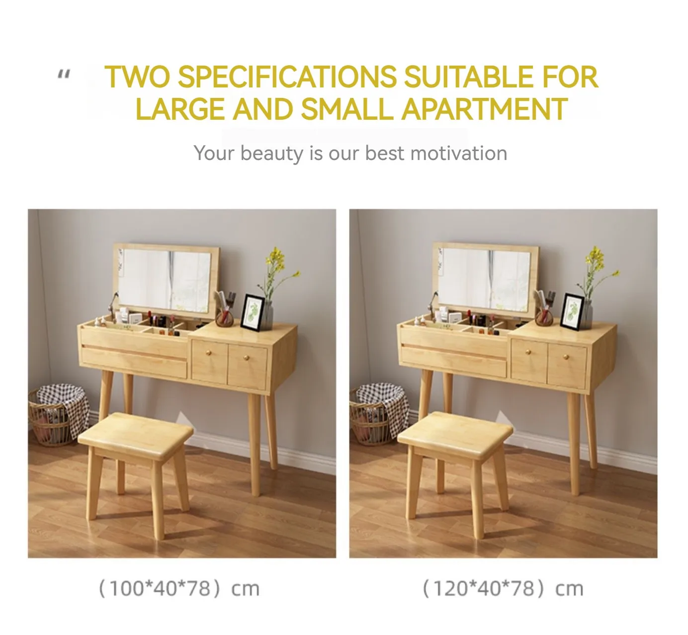Modern Bedroom Wood Luxury Dressing Table Highcapacity Clamshell