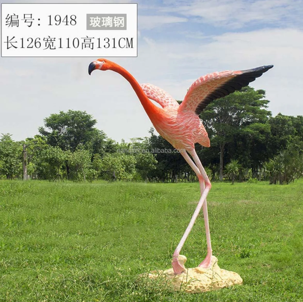 Large Outdoor Garden Park Decoration Ornament Artificial Realistic Life Size Flamingo Sculptures Animal Model Flamingo Statues