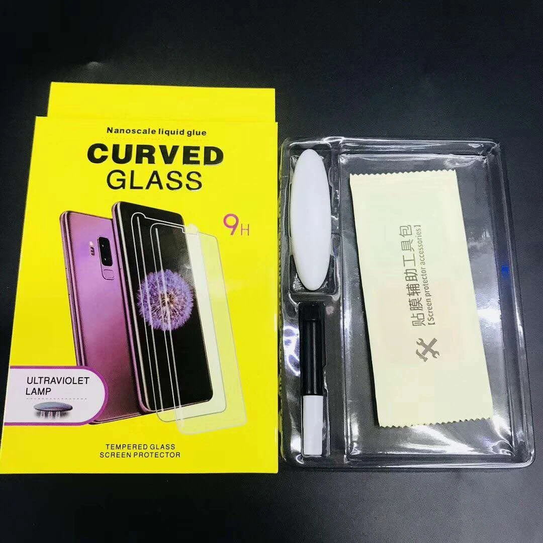 3d Full Curved Uv Light Tempered Glass Screen Protector With Retail Package For Samsung Galaxy