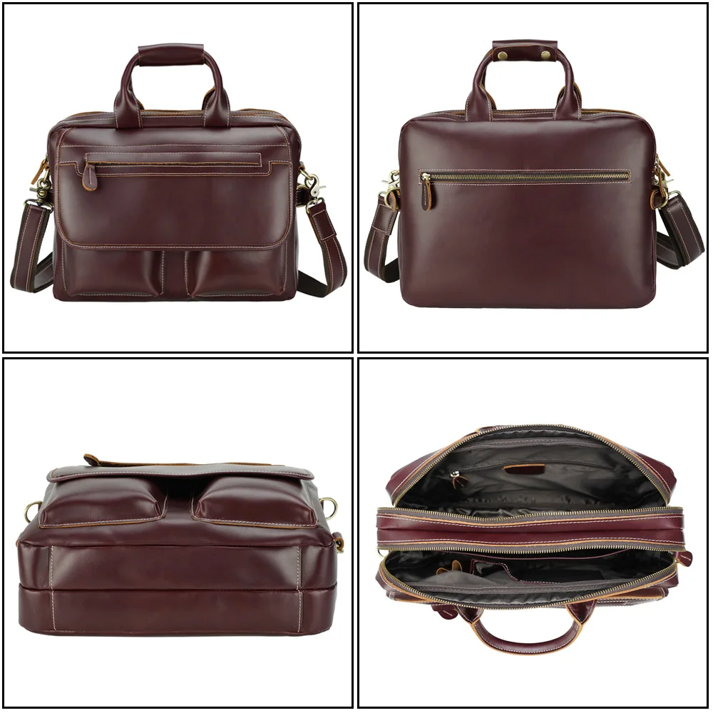 High Quality Factory Supply Top Grain Leather Briefcase Business Genuine Leather Laptop Bag Real Leather Briefcase for Man