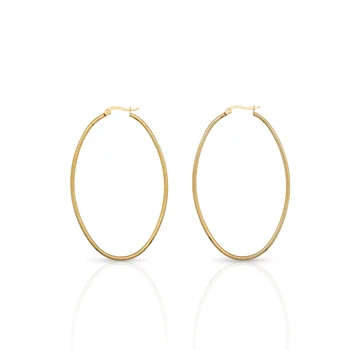 Chris April fashion jewelry 316L stainless steel PVD gold plated Moon Funky Retro Oval big hoop earrings
