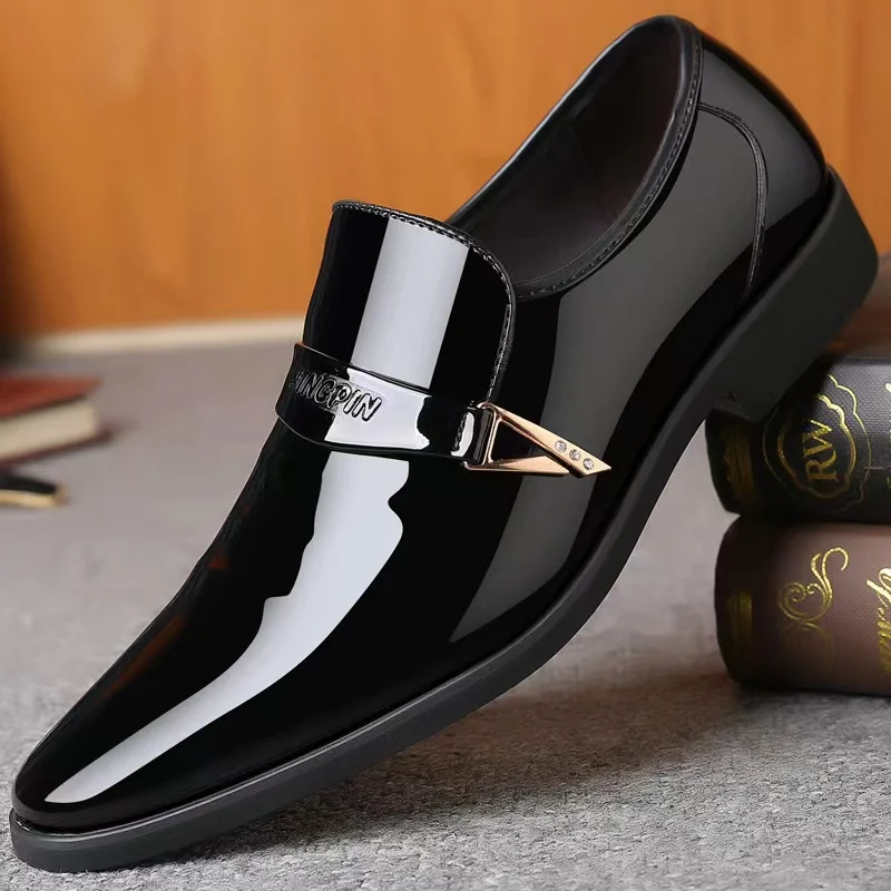 Keleeti New Men's Leather Shoes Bright Leather Business Casual Shoes ...