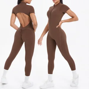 Bnice Custom Yoga Jumpsuit Workout Sexy Playsuits & Jumpsuits Backless V Scrunch Butt Lift Flare Leggings Romper for Gym