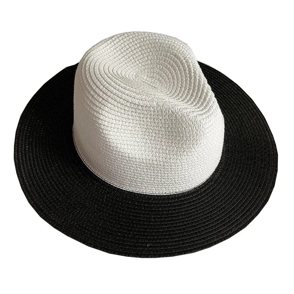 Customised Two Tone Summer Straw Beach Hat For Holiday Travel_voghion.com