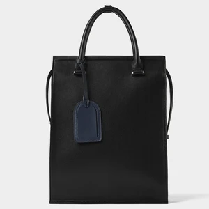 Custom Logo PU Leather Black Mens Laptop Business Travel Tote Backpack Bag Pack for Men