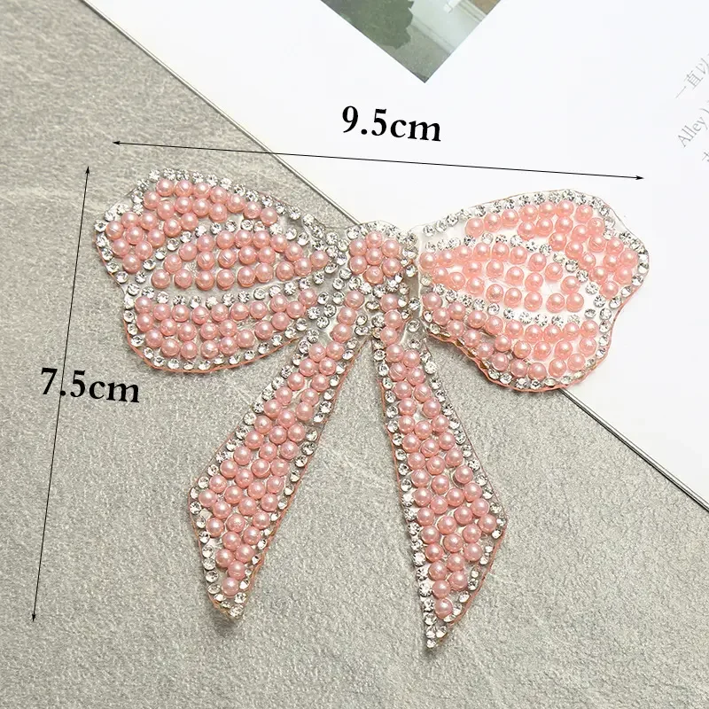New Product butterfly Bow Shape Rhinestone Applique Custom Hot Resin Diamond Patch for Clothing