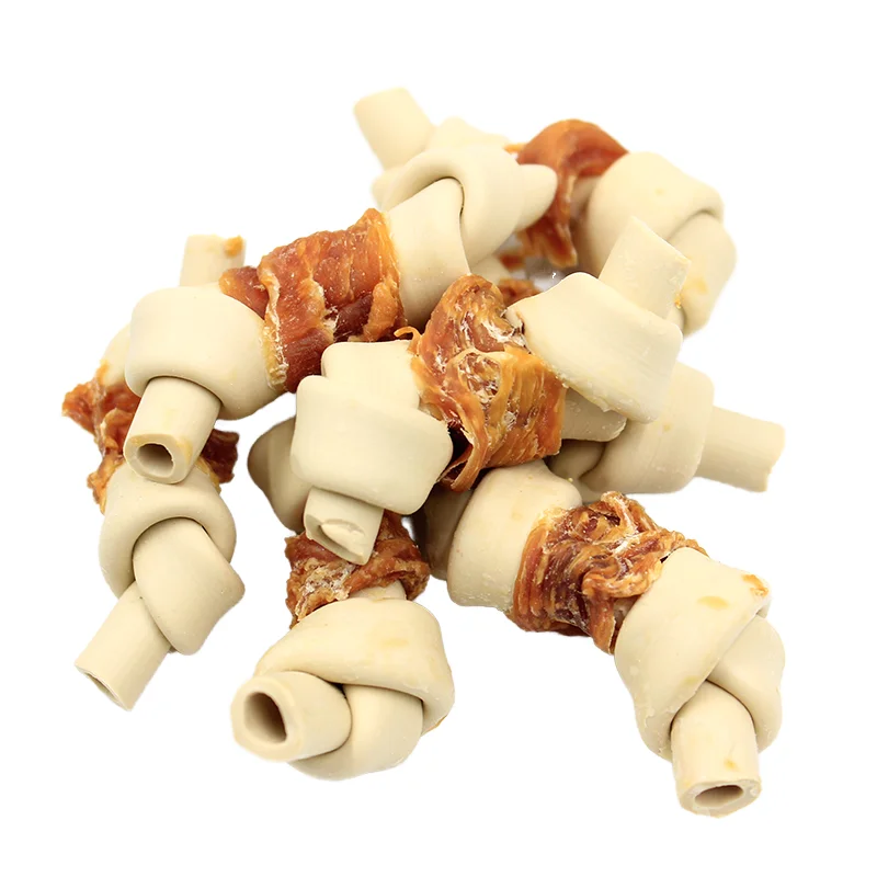 Popular Organic Dry Dog Chew Treats Beef Wrapped Knotted Bone High Meat Content Grain-Free Dog Snacks