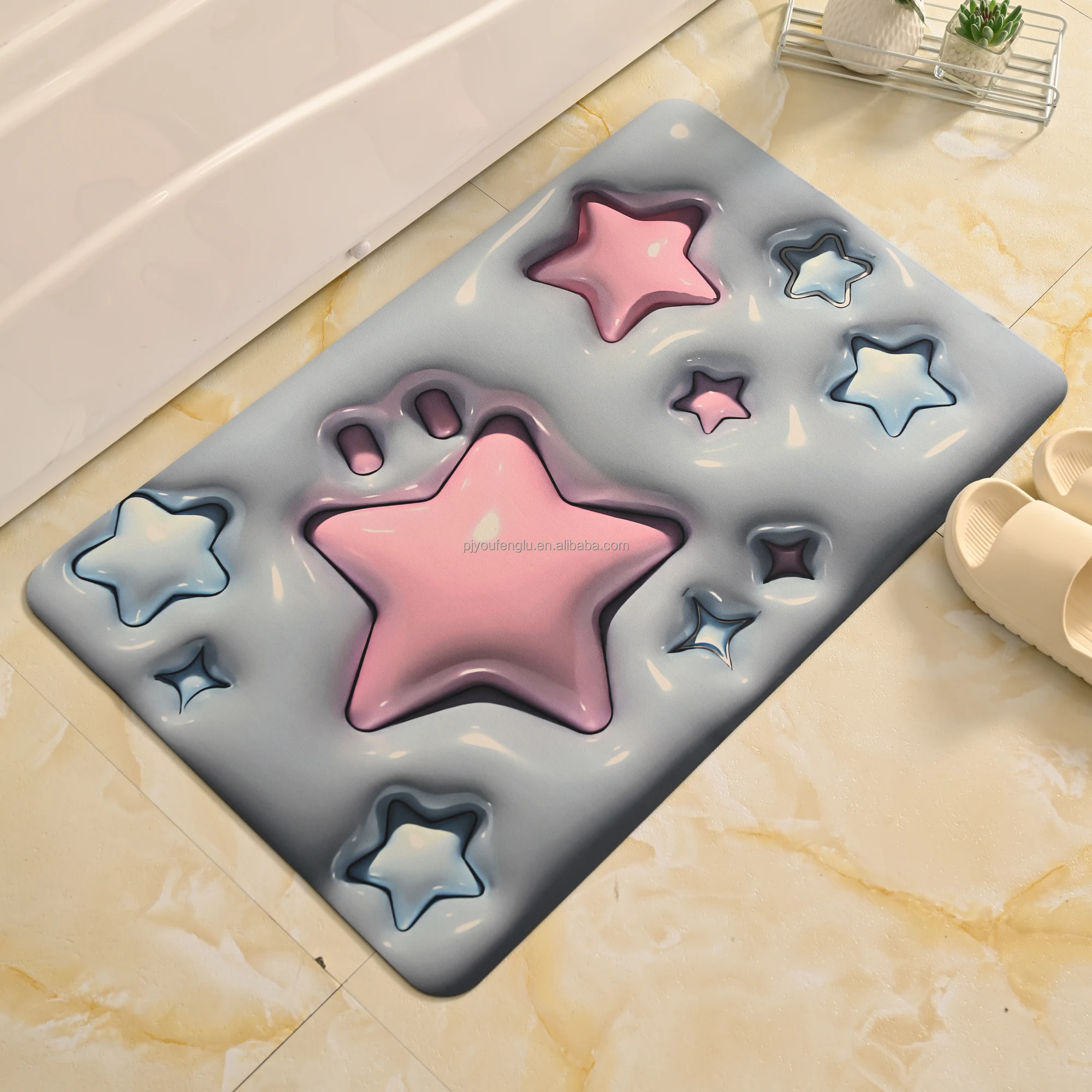  Non Slip Diatom Mud Mats Super Water Absorbent Bathroom Rug Quick Drying Floor Mats For 3D print cartoon Bathroom mat manufacture