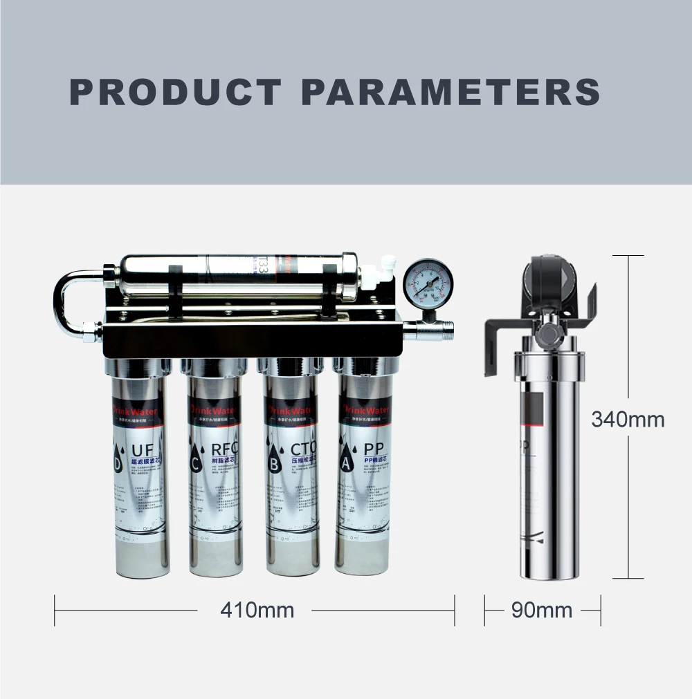 Water Filter Replacement Home Appliance 5 Stages Uf 304 Stainless Steel
