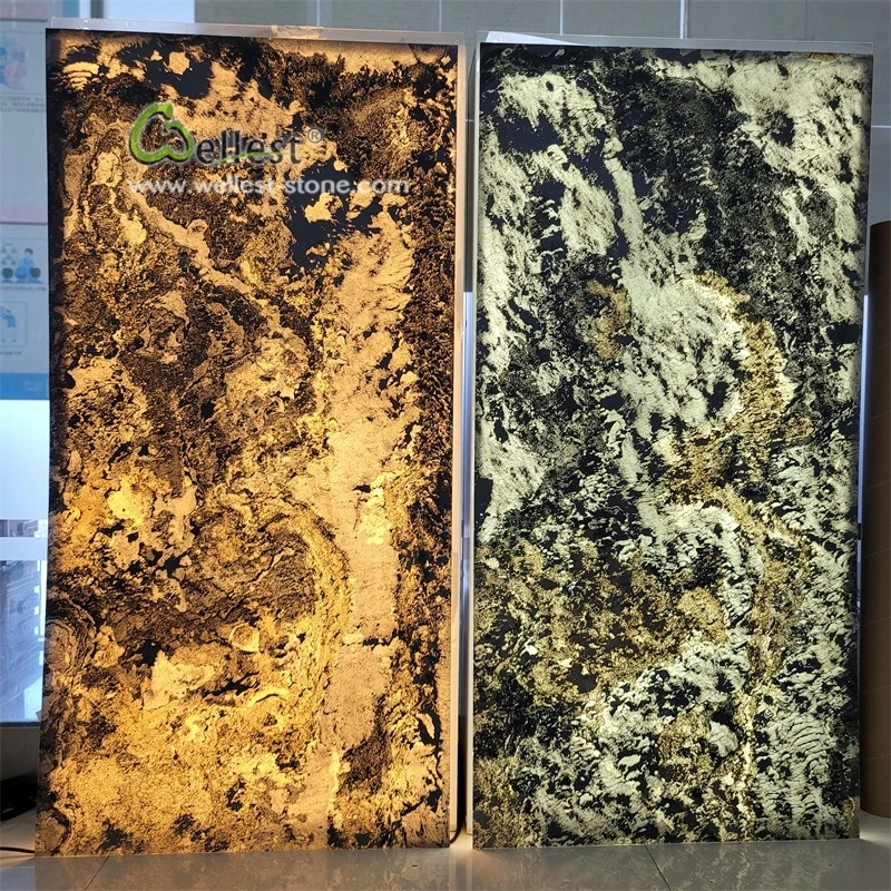 Interior Decor Design UV Translucent Stone Veneer Sheet Slate Stone Veneer Flexible Slate Stone Veneer