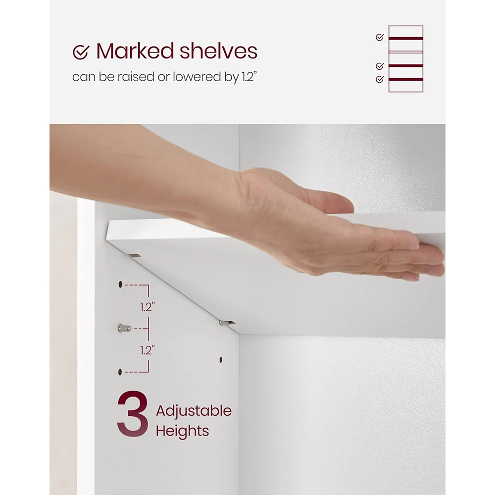 product contemporary 5 tier wooden bookshelf with open storage 94x236x528 inches for living room home office dining room cloud white-2