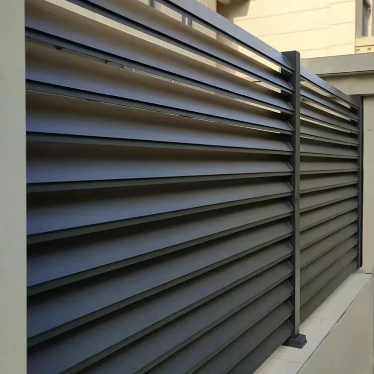 Hot Sale Aluminum Slat Fence System Modern Aluminum Luver Gate Design Retractable Sliding Louver Gate Fencing