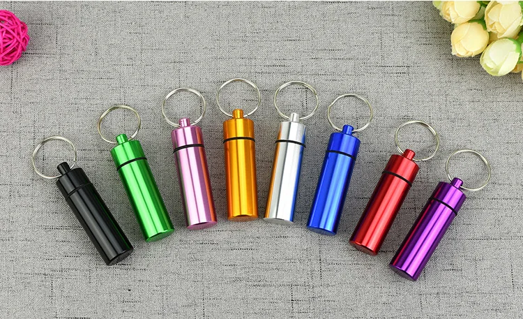 Мини-контейнер для таблеток брелок водонепроницаемый алюминиевый футляр хранения лекарств металлическая