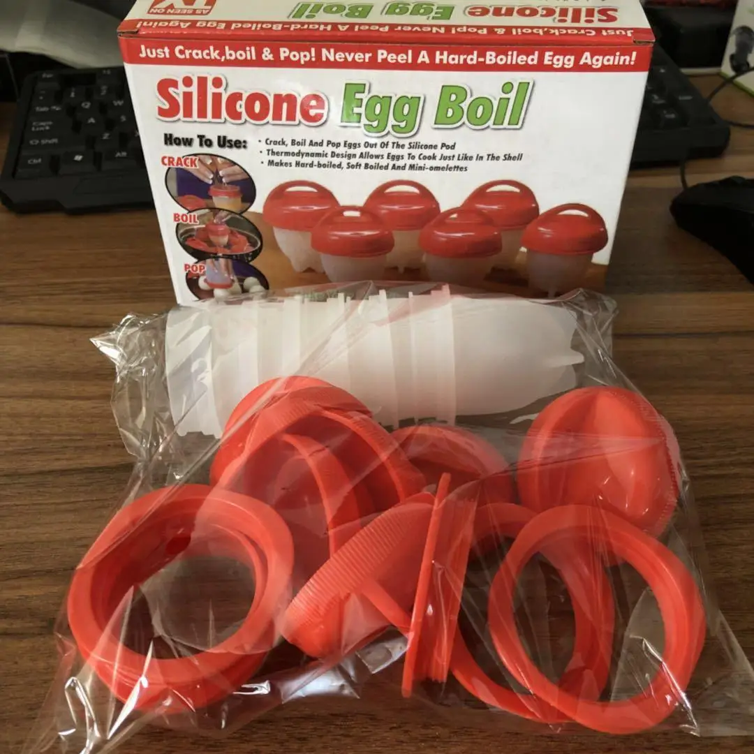 6pcs Pack Silicone Egg Boil Egg Cooker Set Silicone Diy Kitchen