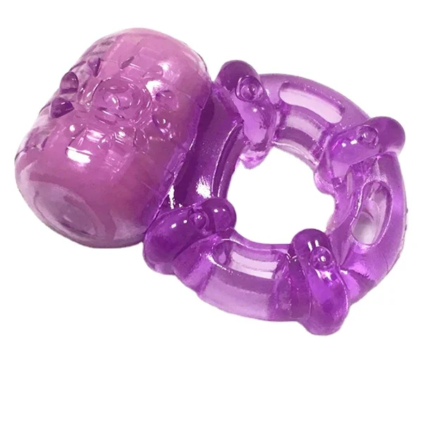 Crystal TPR Vibrating Cock Ring for Men Dual Motors Rubber  Penis Toys