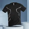 Black short-sleeved shirt with stripes