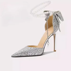 Fairy Wind Sandals 2026 New Crystal Wedding Sandals High Heels Female Fat Feet Wide Size Stiletto Shoes