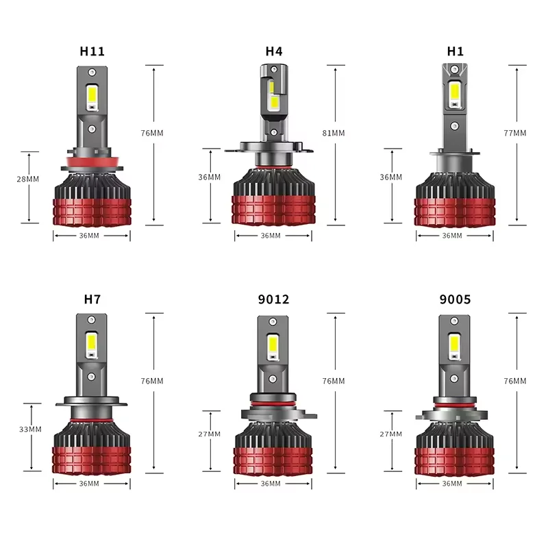 T90 Red 800W 80000Lm Canbus Two Copper Tubes H4 H7 H11 Car Led Headlights Led Light H7 for Car