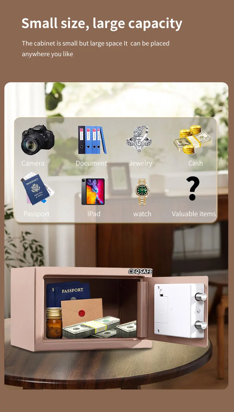 CEQSAFE Small Safe Box Metal Mini Safe Box Money Safety Security Box for Household Use details