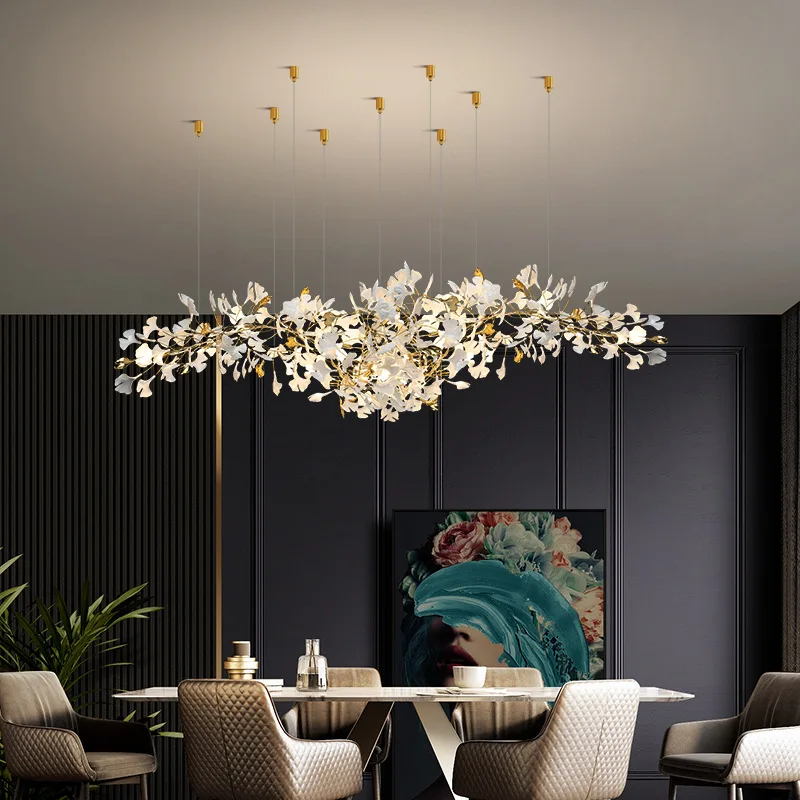 Designer Restaurant Chandelier - Artistic Ginkgo Leaves Chandelier Living Room of Villa - Hotel Lobby - Banquet Hall Chandelier