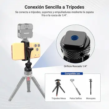 NEEWER Universal Soporte Mvil Stand Holder con Zapata Fra, Rosca 1/4", 360° Giro 180° Inclinacin 3 Eje Adaptador Trpode detail image