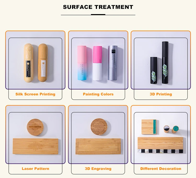 Cosmetics bamboo package packaging biodegradable lip balm tube