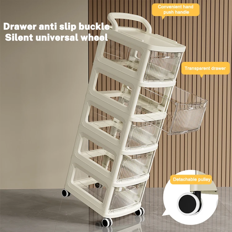 Small Multi-Layer Drawer Style Cart Snack Toy Small Storage Rack Movable Plastic Storage