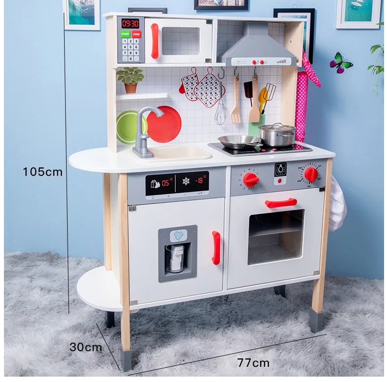 Новый дизайн 2020, деревянная большая вода, деревянная кухня с подсветкой и звуком, игровой набор игрушек для детей