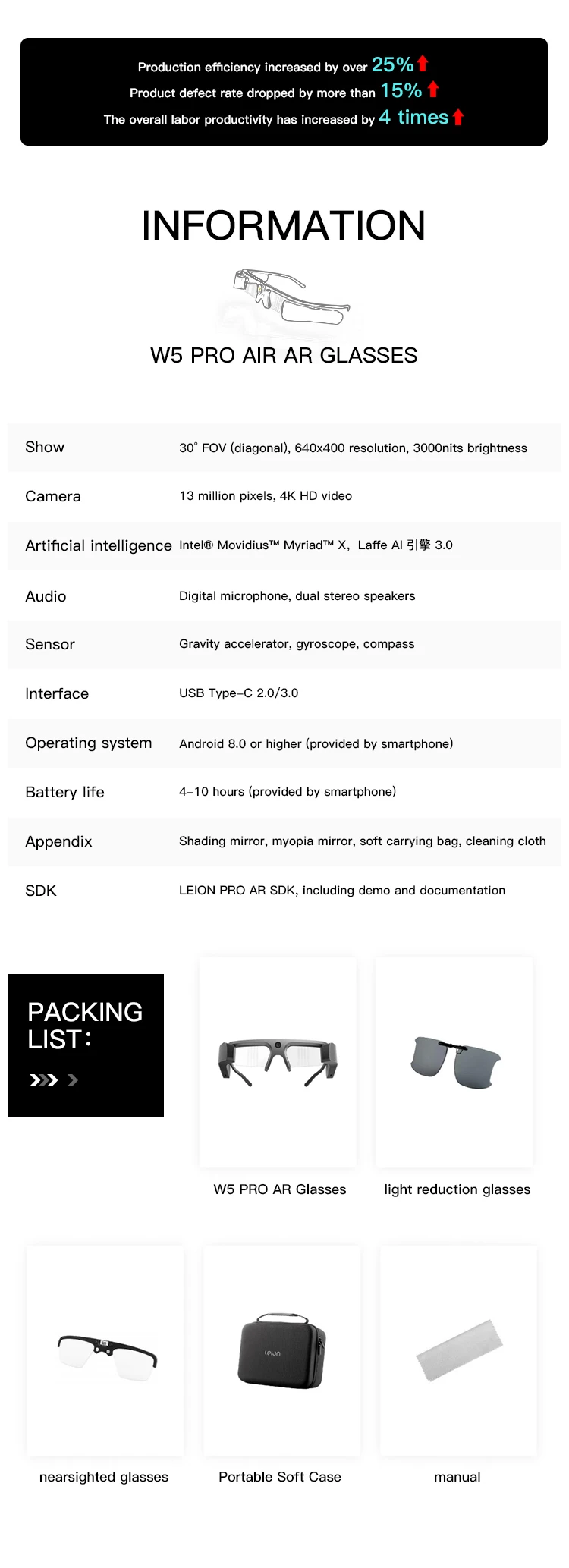 High Quality Affordable Smart Augmented Reality Ar Glasses Portable