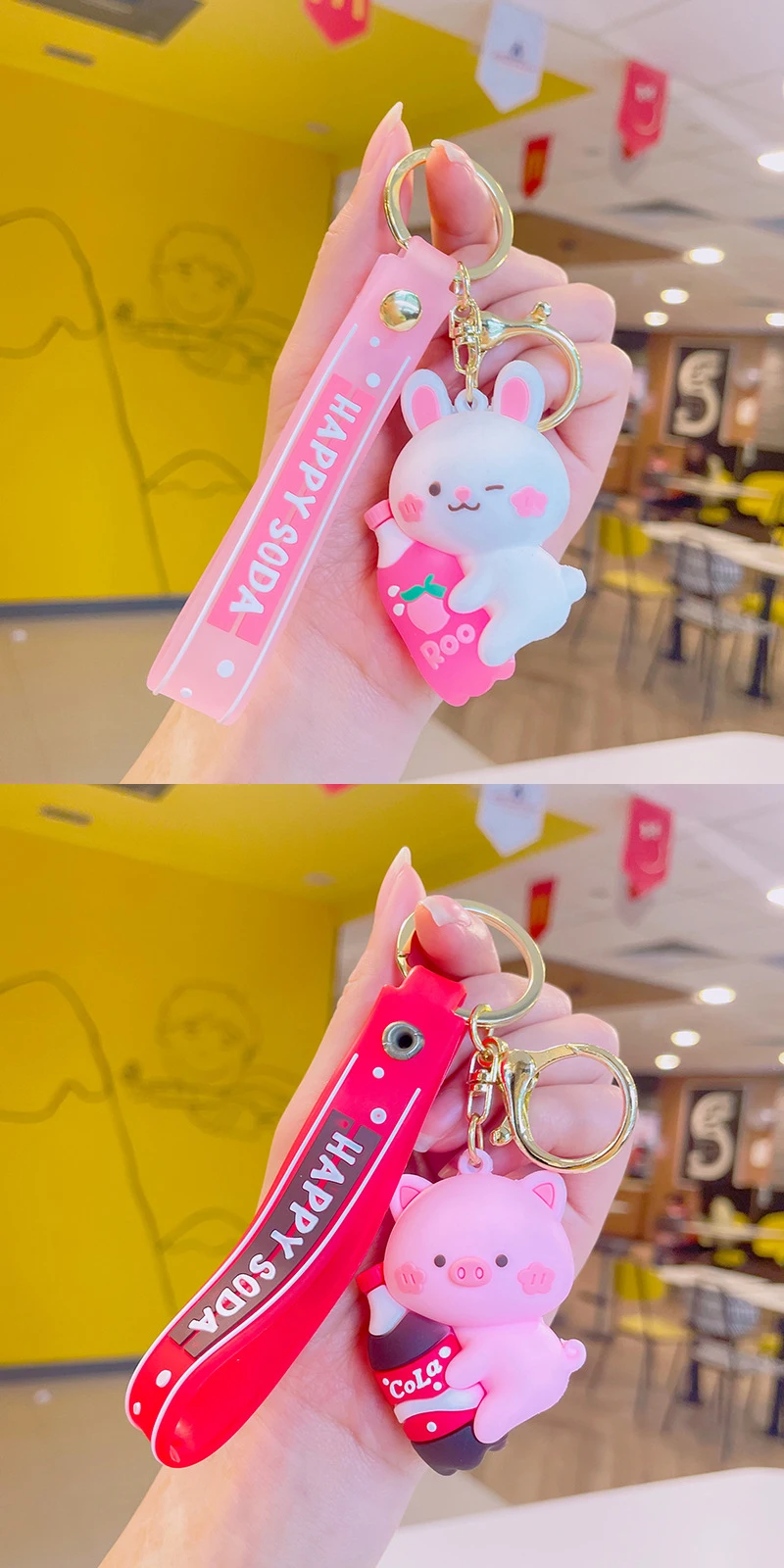 product cartoon soda animal 3d keychain pendant suitable for school bag pendant decoration christmas doll gift decoration wholesale232-60