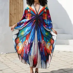 2026 Holiday Beachwear Swimwear Cover up Loose Summer Africa Kaftan Dresses