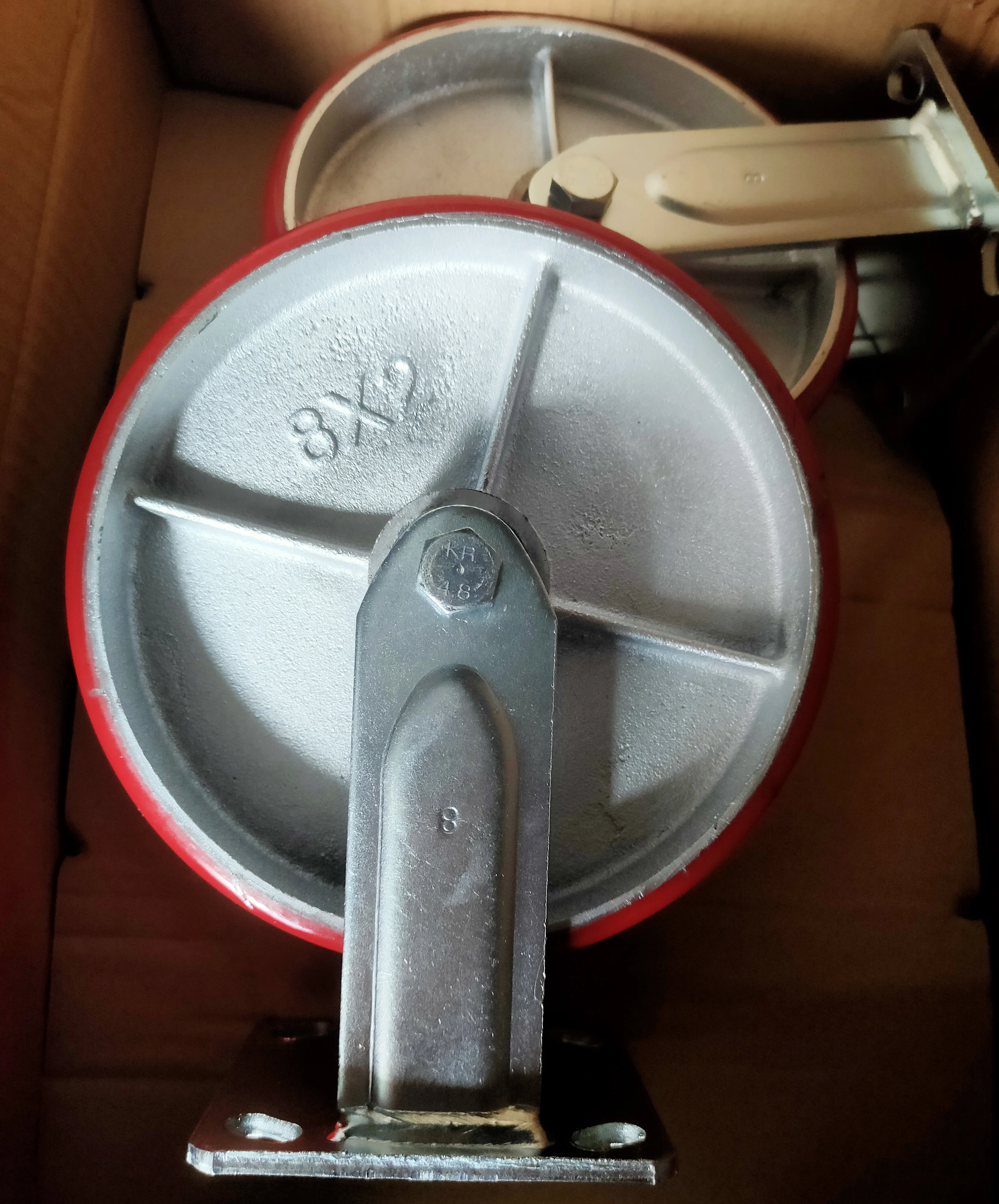 Heavy Duty High Load Capacity Durable Low Noise Polyurethane Casters 5 6 8 Inch Red PU Caster Wheels Industrial