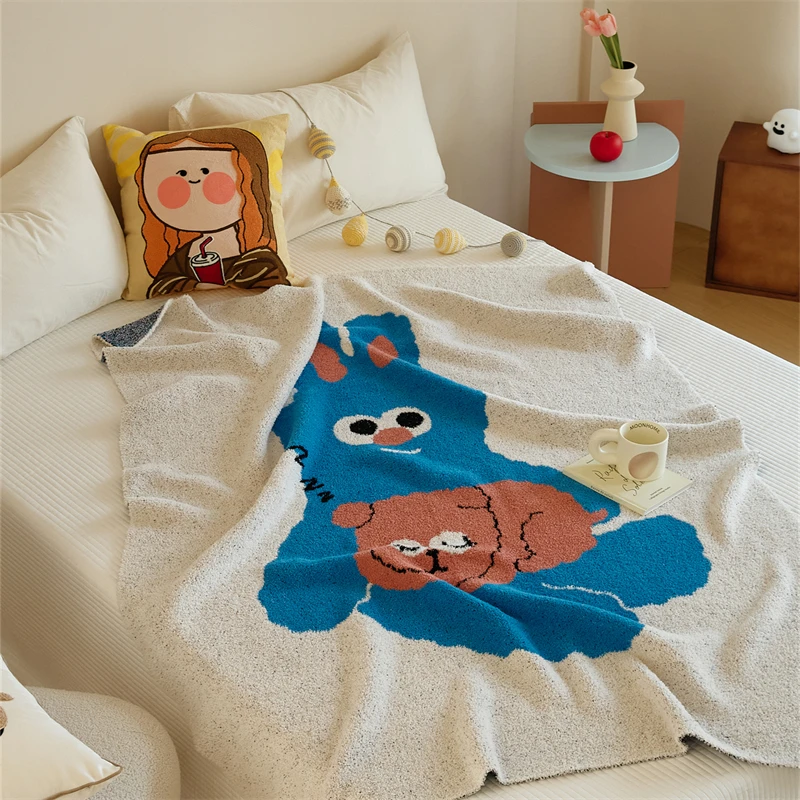 BET Cute New Soft Rabbit Pattern 100% Polyester Knitted Throw Blanket Home Decoration Custom Sofa Custom Winter Children Gift