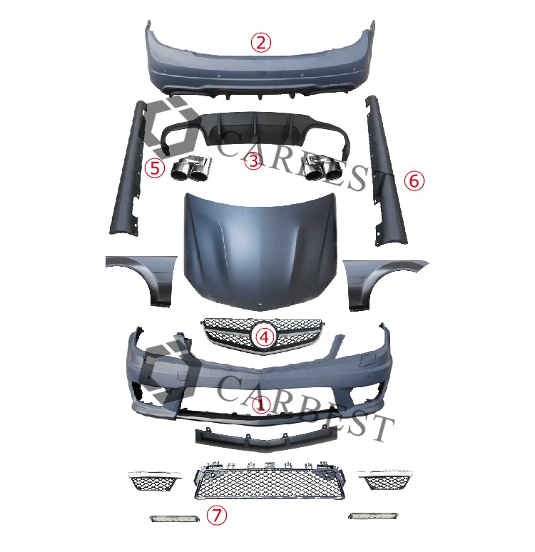 Car Parts W204 Body Kit For C Class 20102014 Upgrade To C63 Amg Buy