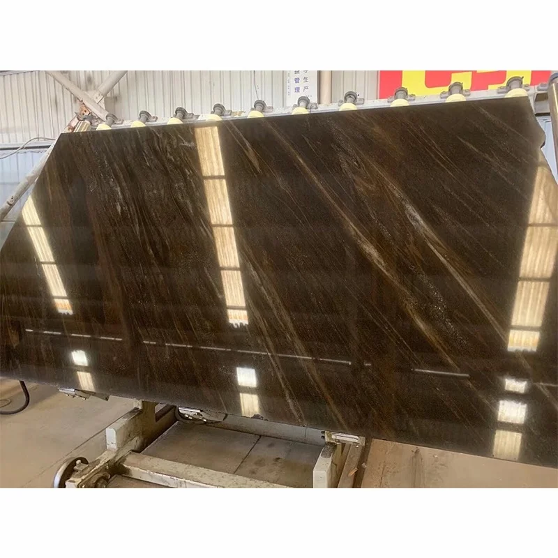 Luksus naturlig brun kvicksand-marmor med gyldne åre til gulv- og vægdesign