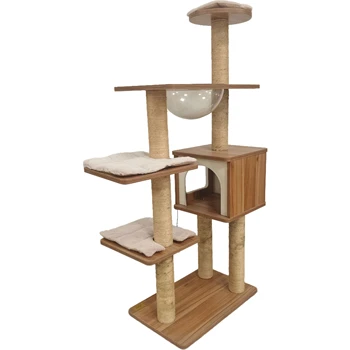 Cat Tree Tower Sisal Scratching Post For The Wall Big Cat Scratcher Tree Tower Kitten Condo Wooden Cat Tree House