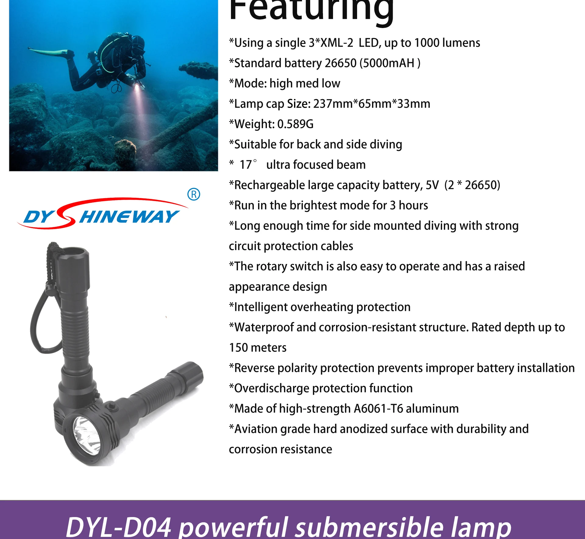 Diving Ip68 Rechargeable Xml T6 Powerful Diving Torch Scuba Led ...