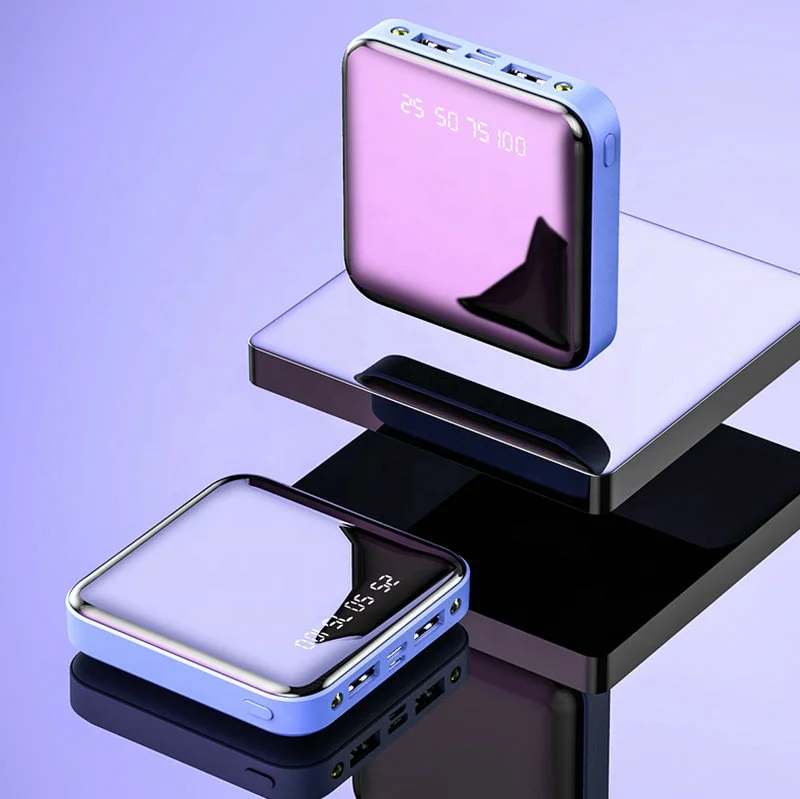 Square Charger Mini Power Bank Mirror Power Bank Charger 20000 MAh Mini Size Square Power Bank for Most of Mobile Phones Devices