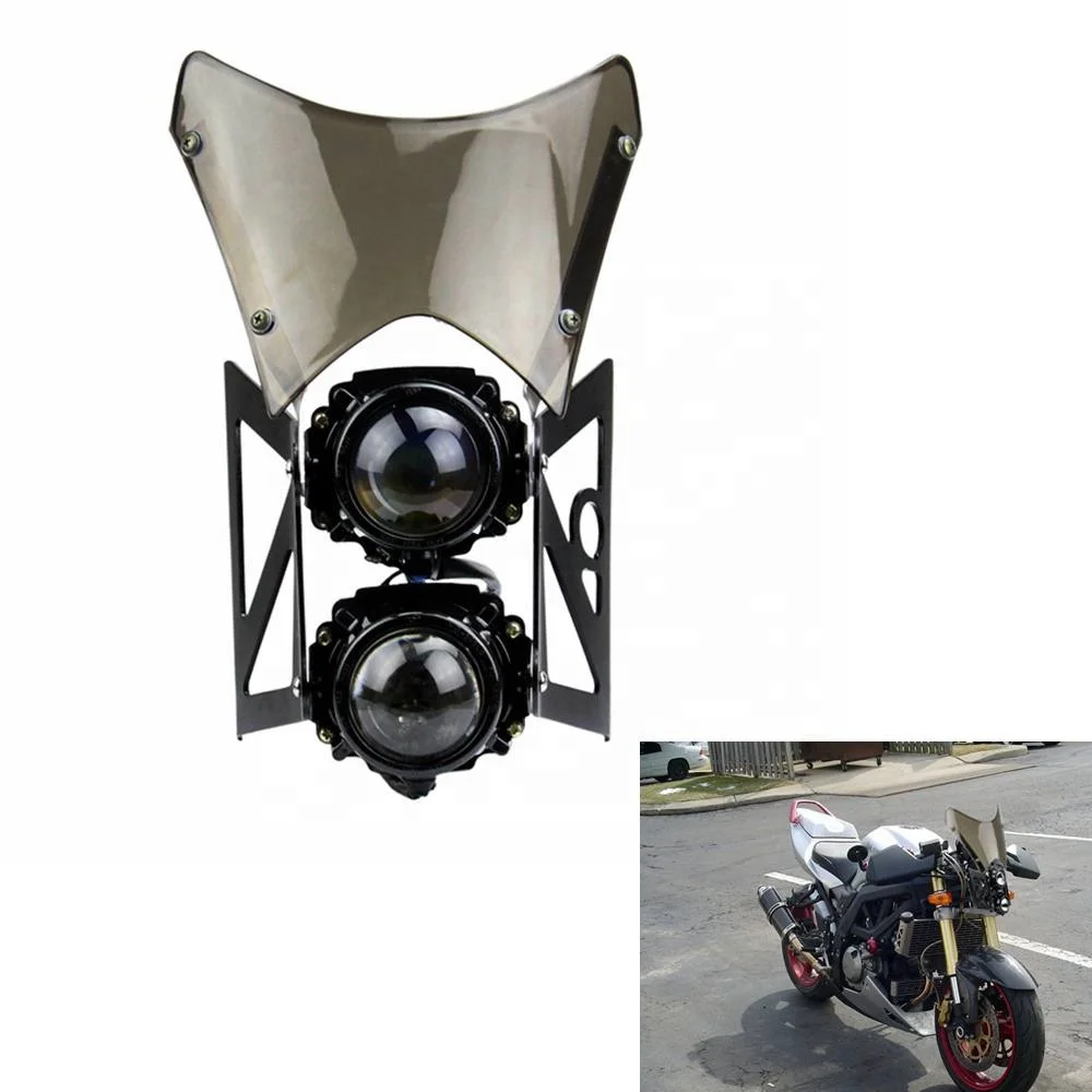 Motorcycles Twin Headlight with Bracket Universal Fit