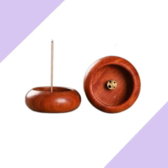 Wholesale Ebony Circular Household Incense Burner Porous Base Agarwood Sandalwood Mini Tray Scented Incense Insert Cable Boxes