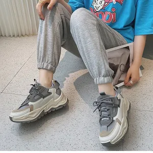 Breathable Lightweight Pu Mesh Upper Front Laces Women's Instagram Trendy 2026 Summer Korean Harajuku Style Platform Shoes