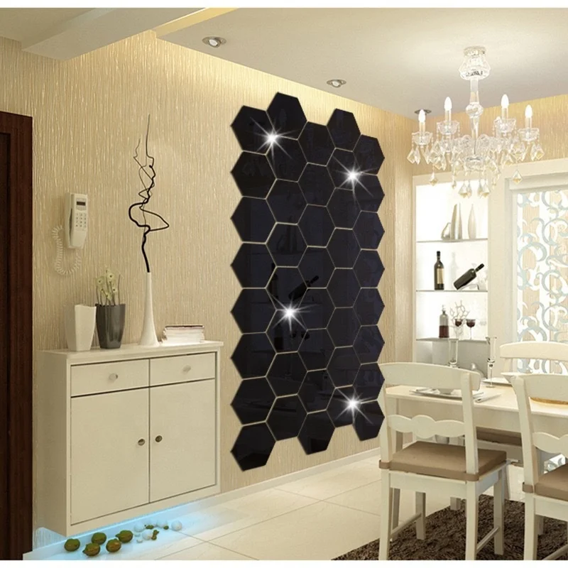 CREATCABIN 3 pz Foglia Specchio Adesivi Decorazione della Parete Decalcomanie Specchio Acrilico Specchio Rimovibile Arte Murale Adesivi Murali Quadrati Set per Fai da Te Casa Soggiorno 18.8x19.8cm