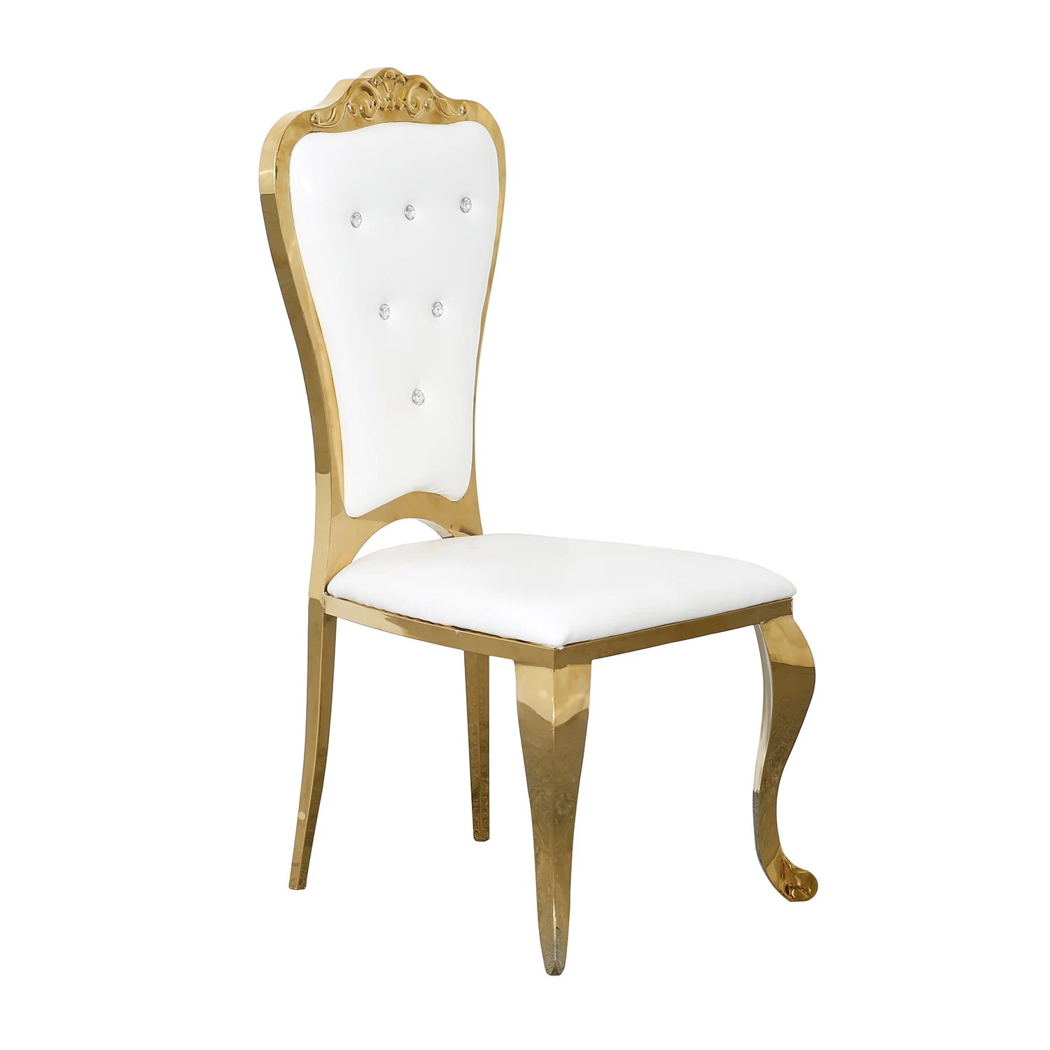 Royal Style Gold Crystal Button Back Wedding Golden Gold New Design Stainless Steel Bar Chair