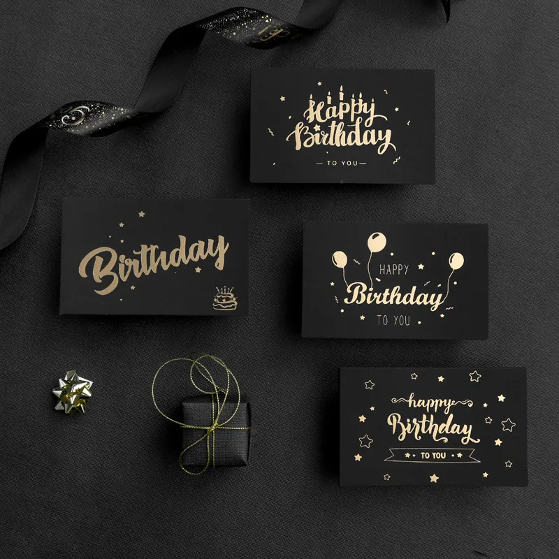 Gold Foil Stemp 2019 Luxury Birthday Greeting Thank You Christmas Black