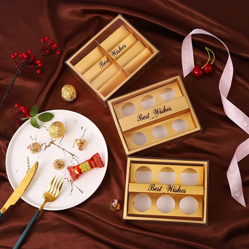 Custom Foldable Gold Box with Plastic Tray Small Chocolate Gift Box