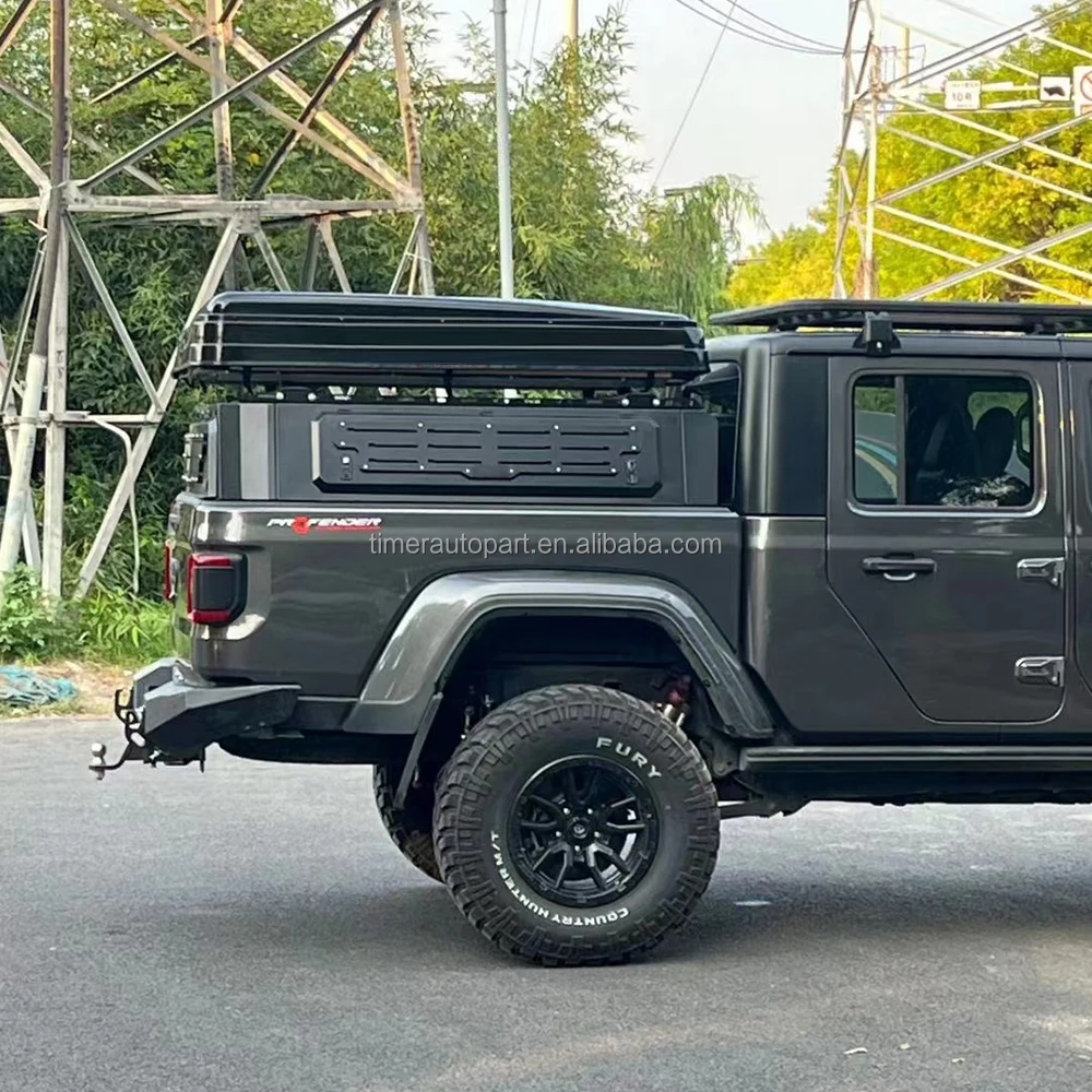 Waterproof Pickup Half Height Camper Shell Topper Hardtop 2020 Jeep Gladiator Trunk Tonneau Back Bed Cover Sliding Glass Windows