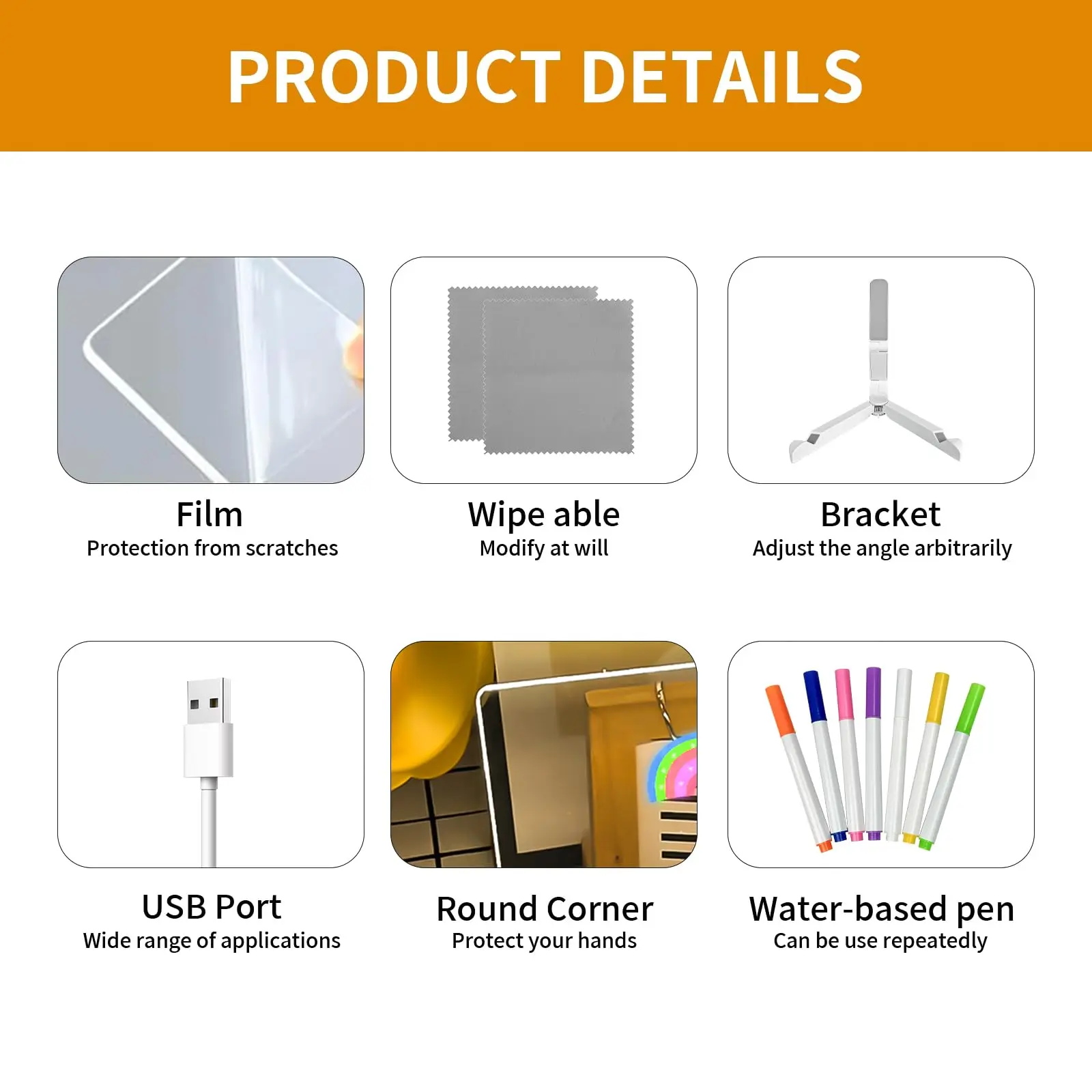 Modern Acrylic Board Glow Dry-Erase Doodle Note Stand with 7 Markers Light-Up Message Display Stand supplier